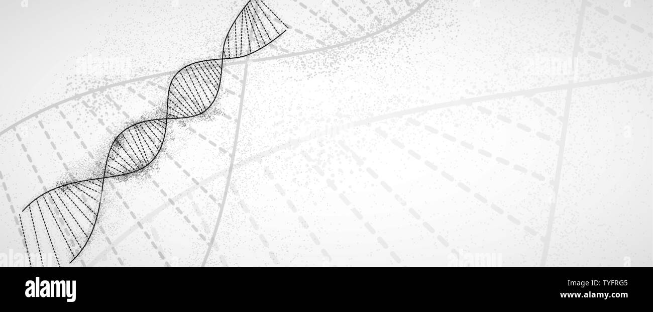 Abstract tecnologia del DNA. Scienza concetto medico. Sfondo futuristico. Wireframe struttura molecole Illustrazione Vettoriale