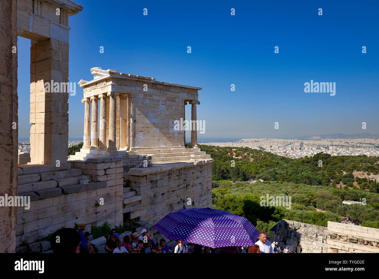 Atene Grecia. Propilei, porta d'ingresso dell'Acropoli Foto Stock