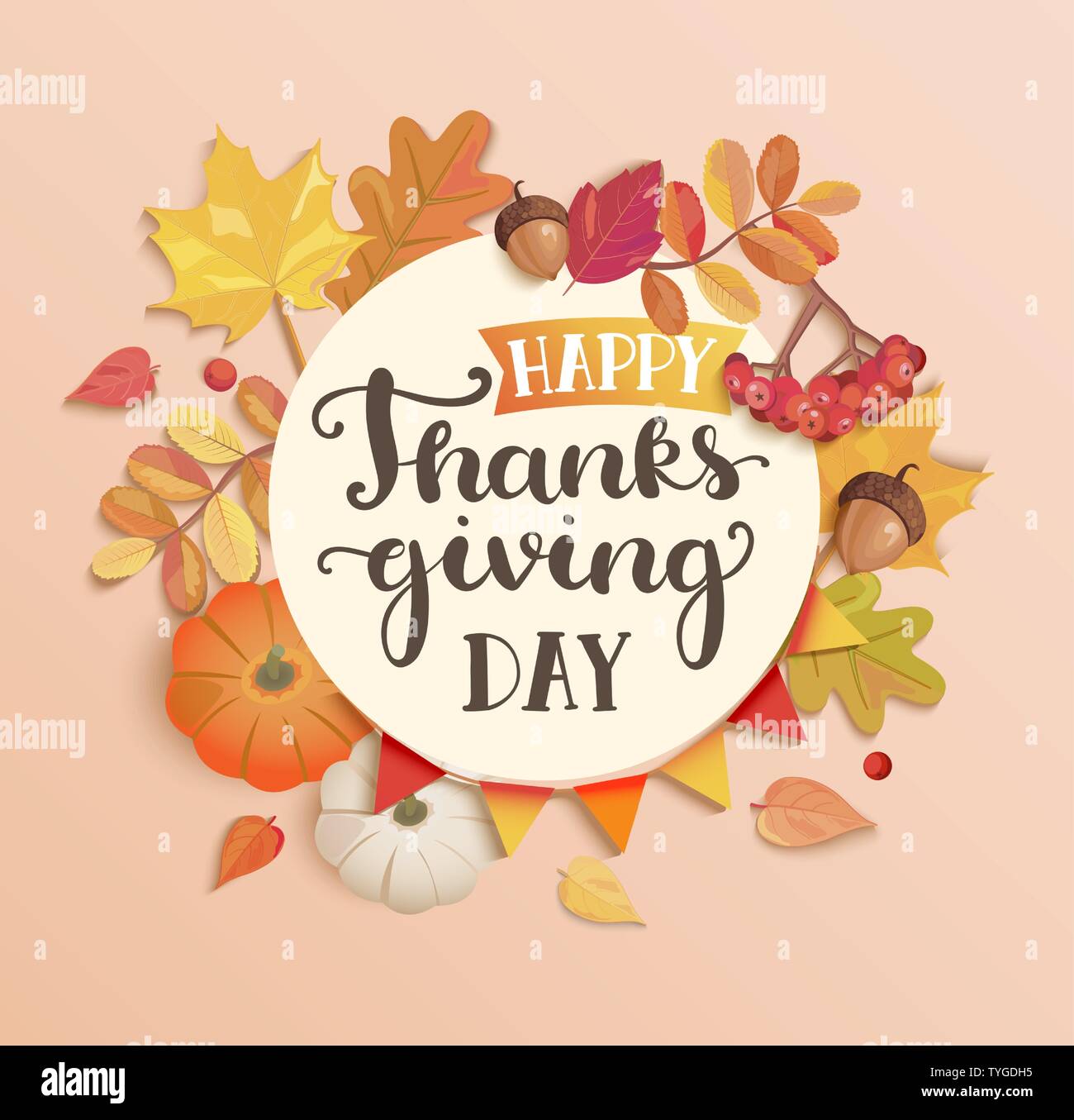 Felice giorno del ringraziamento banner, poster. Illustrazione Vettoriale