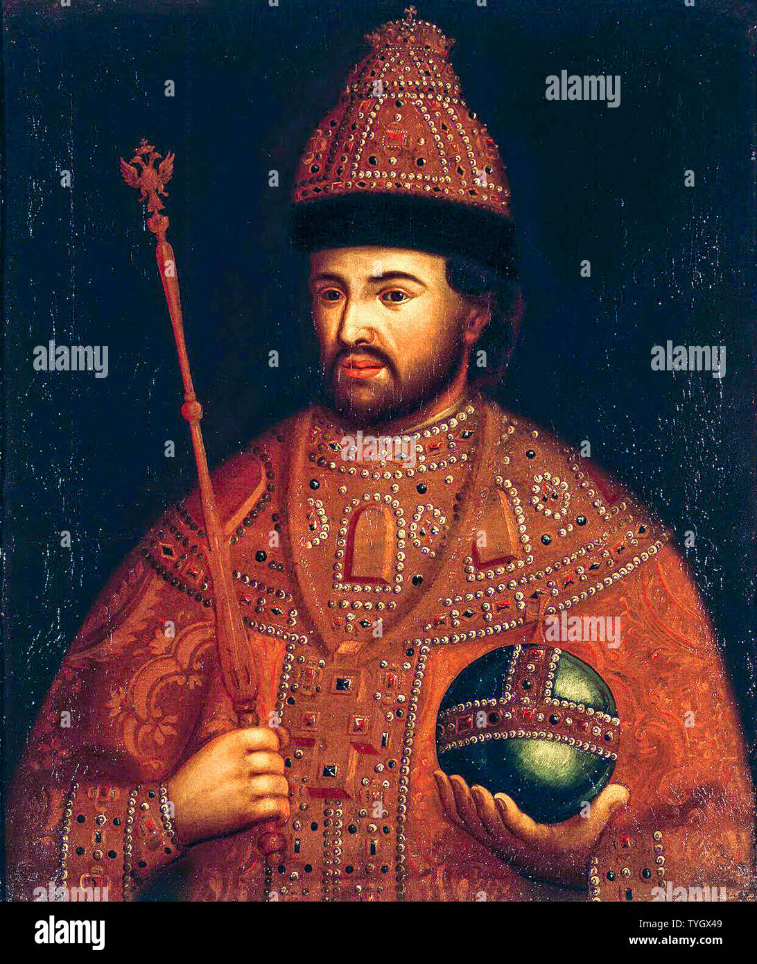 Lo Zar Ivan V di Russia, 1666-1696, ritratto dipinto, 1700-1799 Foto Stock