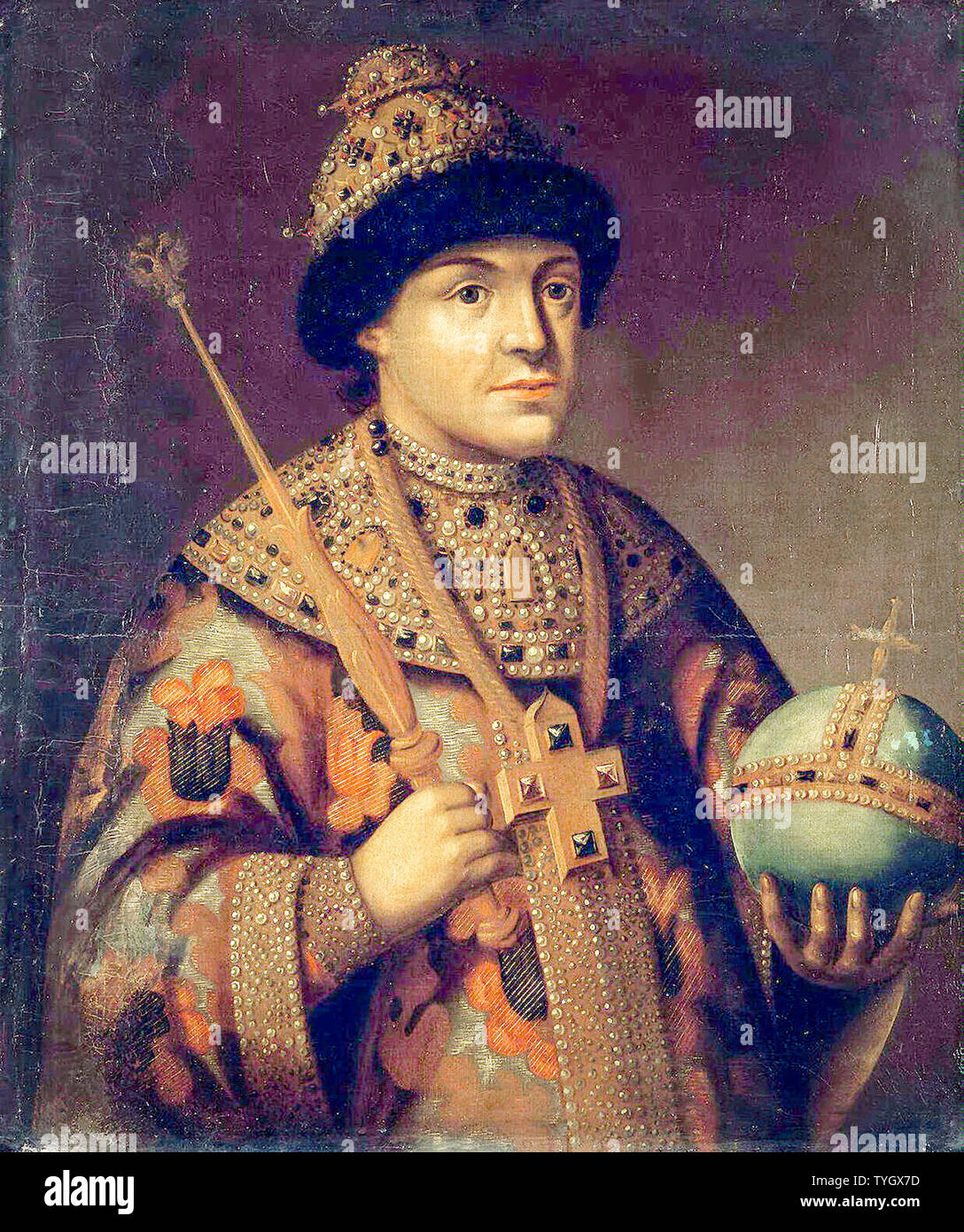 Feodor III di Russia, 1661-1682, ritratto dipinto, 1650-1799 Foto Stock