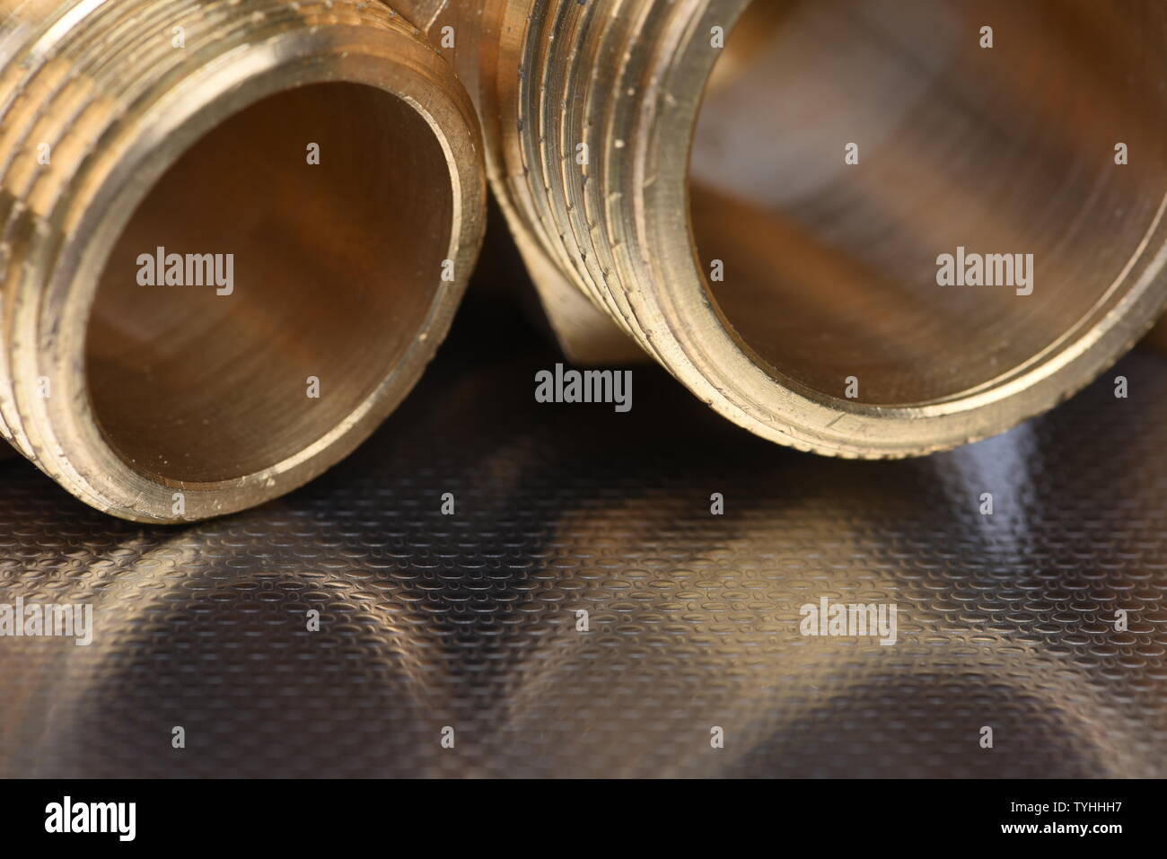 Tubo filettato raccordi close-up Foto Stock