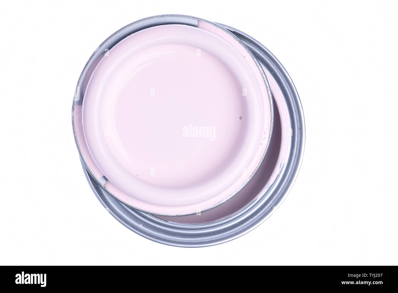 Vernice rosa può direttamente sopra isolati su sfondo bianco Foto Stock