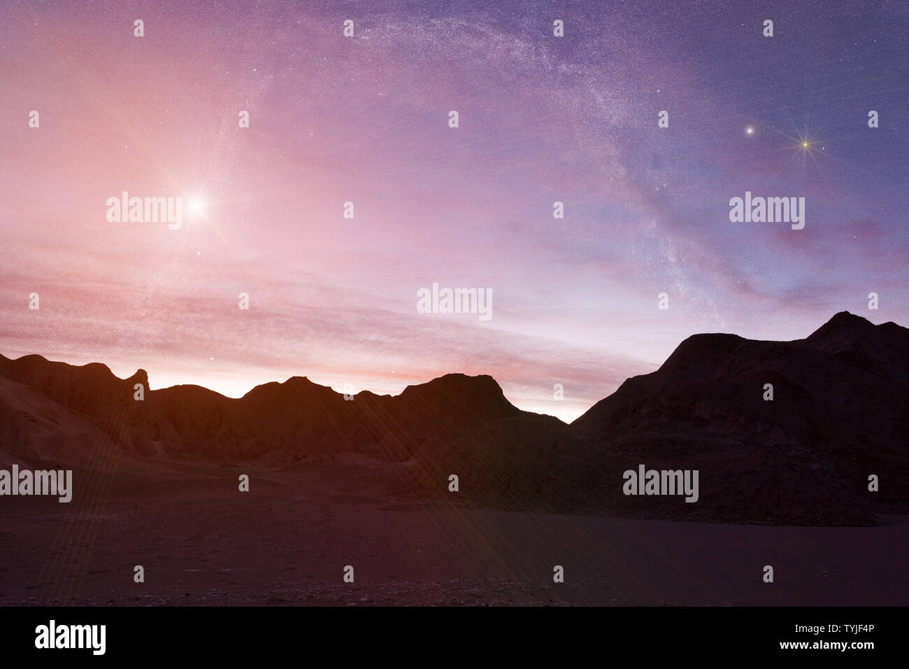 3D rendering di un alieno rocky planet Foto Stock