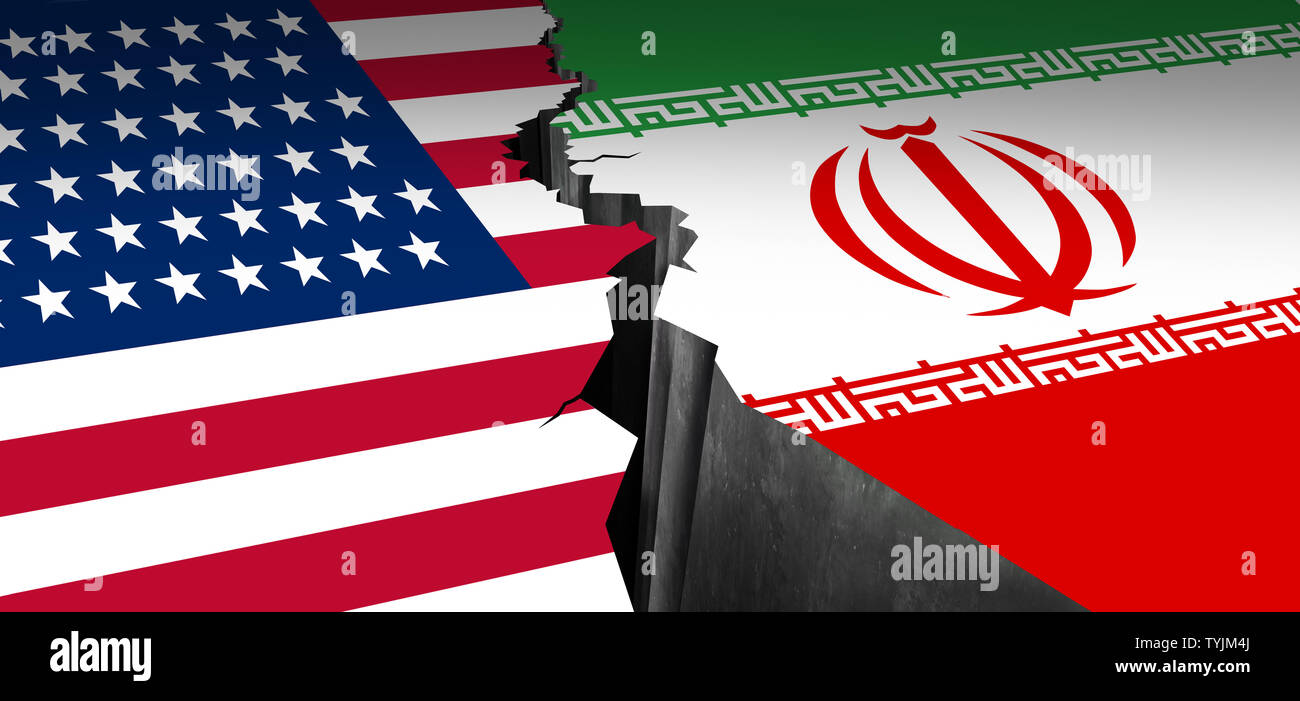 Iran noi showdown e medio oriente scontro come USA o Stati Uniti crisi nel Golfo Persico nozione come un americano e iraniani di problema di sicurezza. Foto Stock