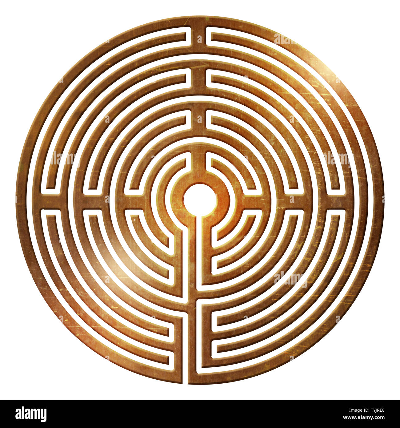 Labirinto di vita a spirale centro modo destino ur simbolo dead end Foto Stock