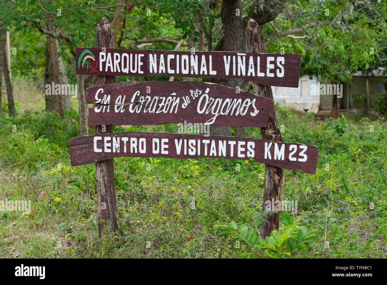 Parque Nacional Vinales segno - Vinales, Pinar Del Rio Provincia, Cuba, Caraibi Foto Stock