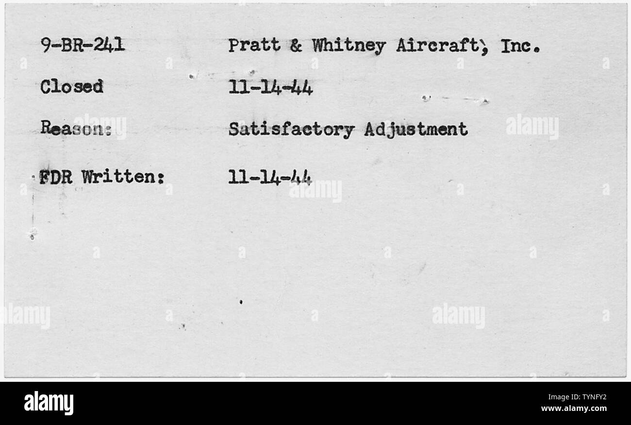 Vera Mae Radd [Caso 9-BR-241]: caso carta chiusa; Portata e contenuto: note la chiusura del caso. Foto Stock