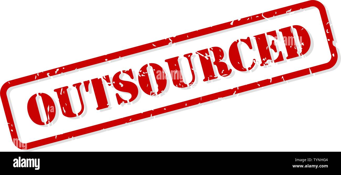 Rosso in outsourcing timbro di gomma vettore isolato Illustrazione Vettoriale Rosso in outsourcing timbro di gomma vettore isolato Illustrazione Vettoriale