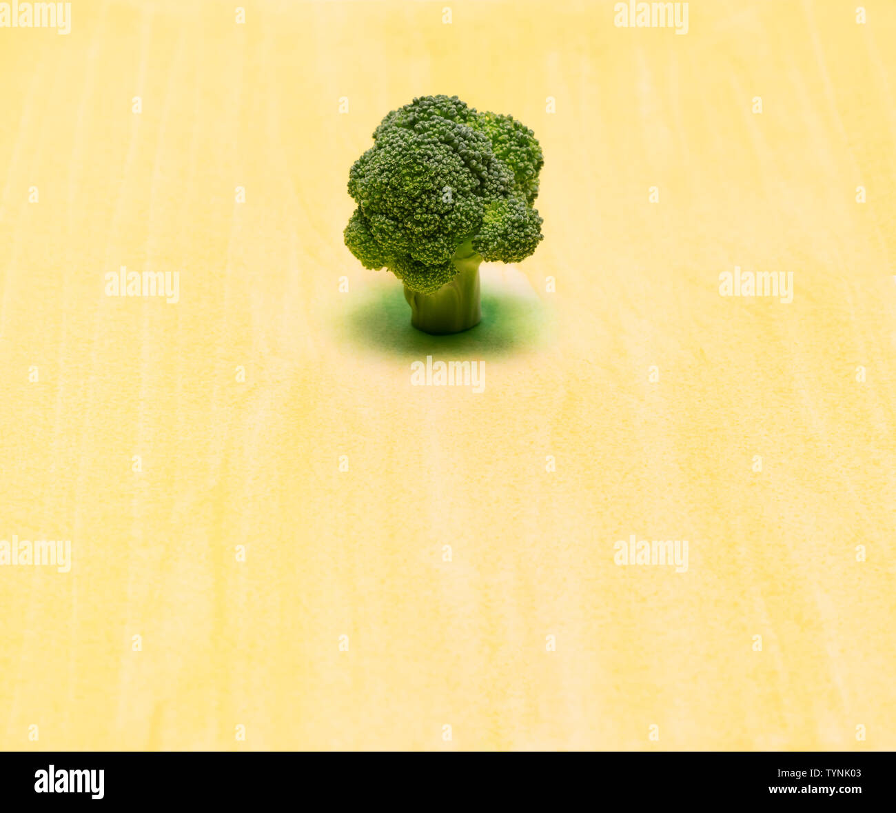 Broccoli su sfondo giallo Foto Stock
