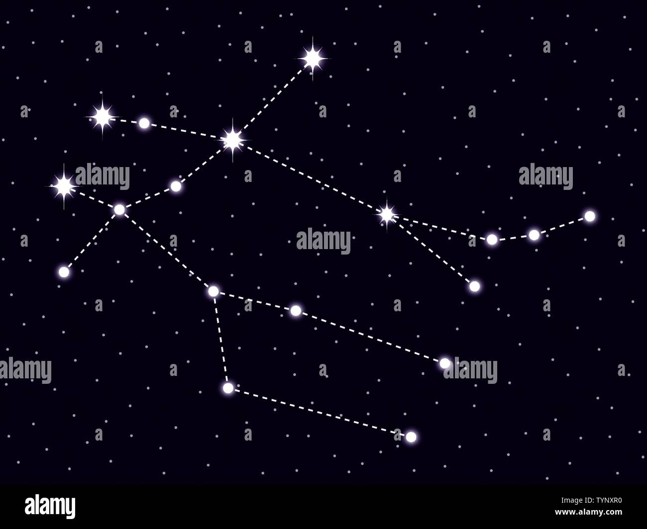 Costellazione di Gemini. Cielo stellato. Illustrazione Vettoriale Illustrazione Vettoriale