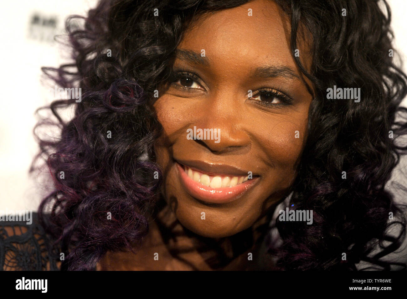 Venus Williams arriva sul tappeto rosso al 2015 sport illustrati sportivo dell'anno cerimonia al Pier Sixty at Chelsea Piers in New York City il 15 dicembre 2015. Serena Williams è il vincitore di questa anni sportivo del premio di anno. Foto di Dennis Van Tine/UPI Foto Stock