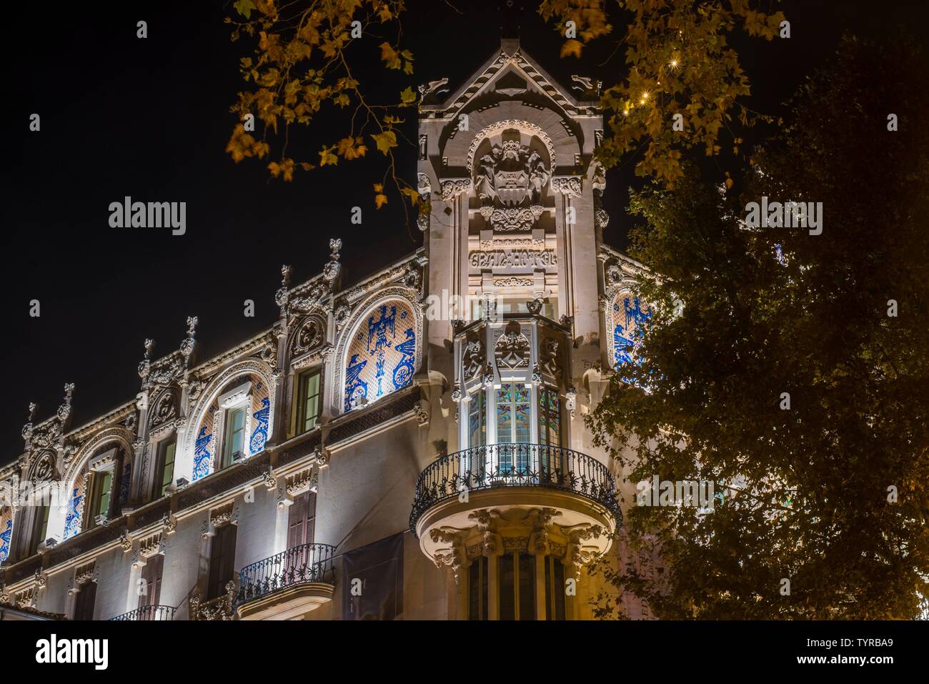 Spagna, Mallorca,Palma, 11-29-2019. L'ex Grand Hotel in Palma è un esempio eccezionale di Modernisme, Foto Stock