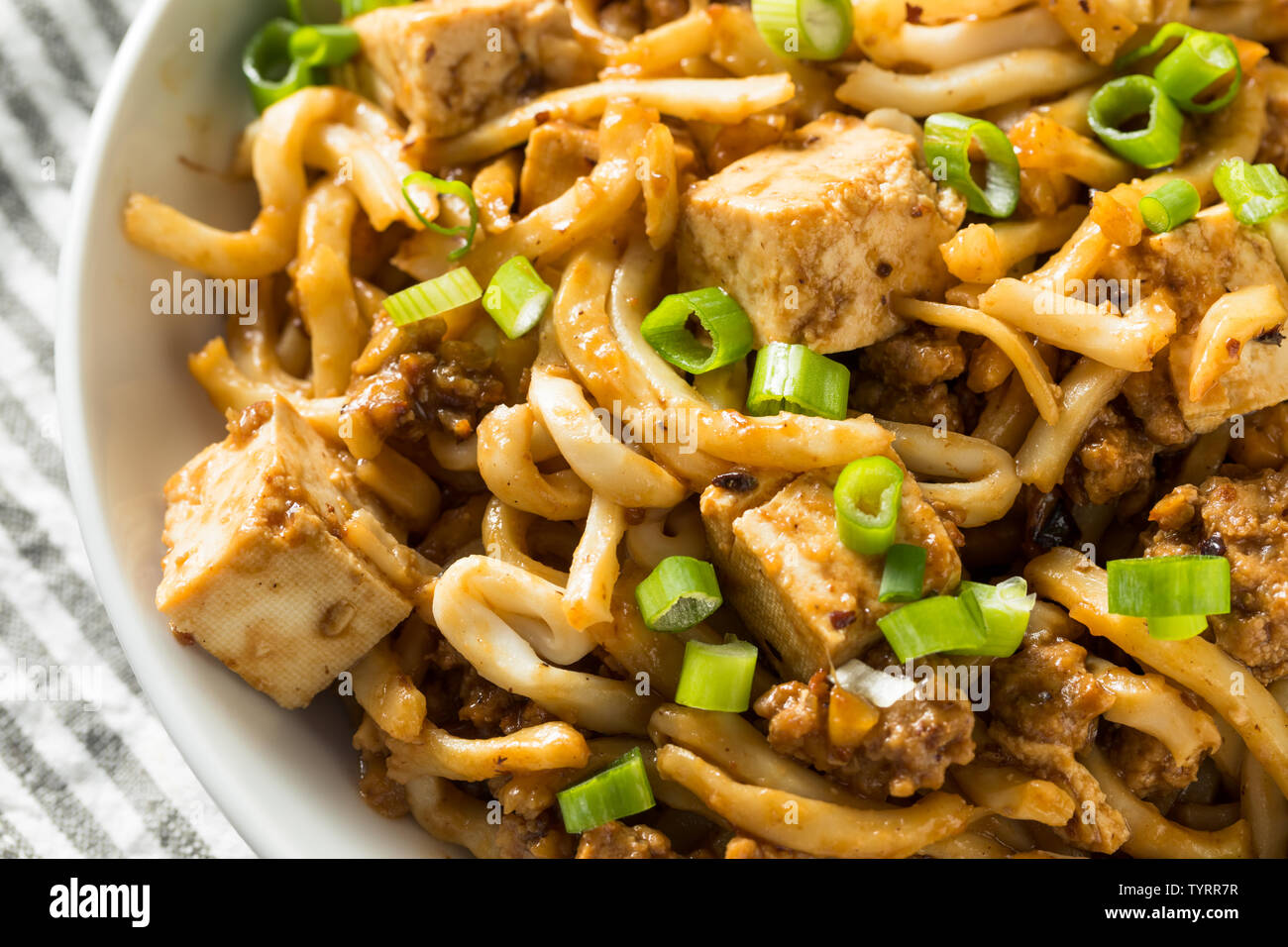 In casa giapponese Mapo Tofu Udon Noodles ciotola Foto Stock