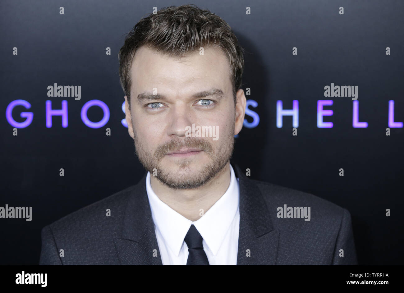 Pilou Asbaek arriva sul tappeto rosso al 'Ghost in the Shell' New York premiere a AMC Lincoln Square Theatre, 29 marzo 2017 nella città di New York. Foto di Giovanni Angelillo/UPI Foto Stock