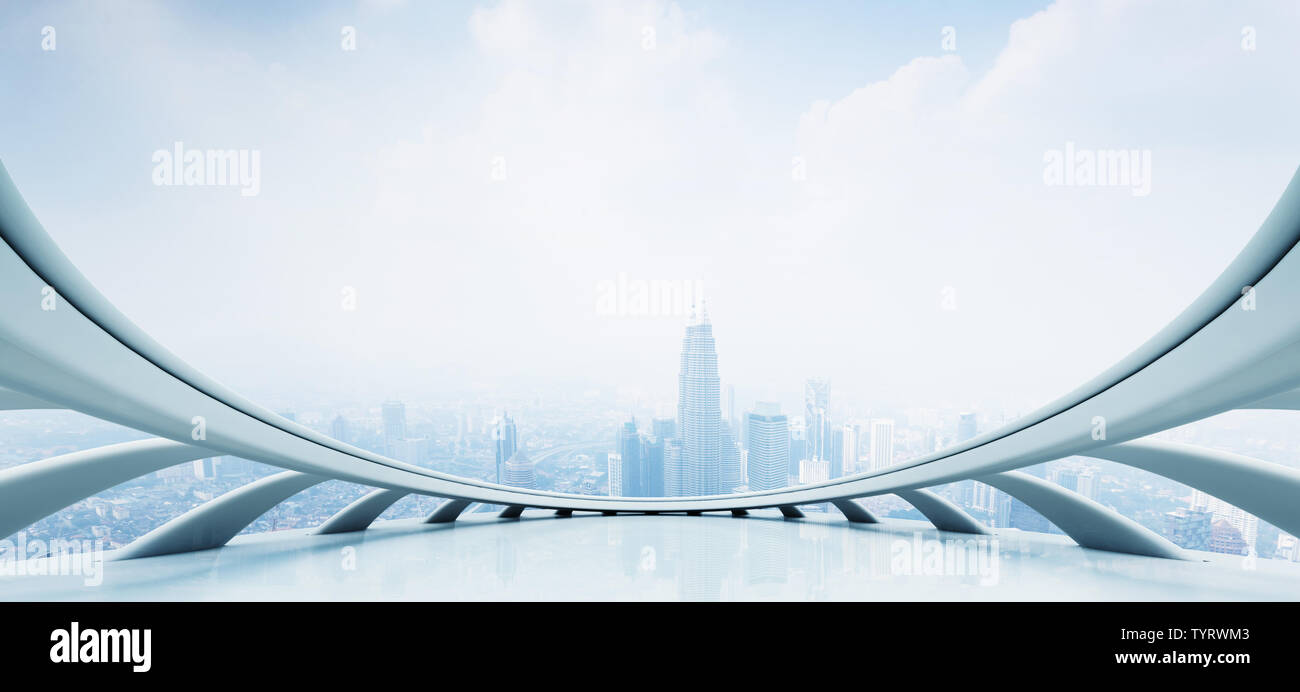 Azienda moderna concezione prospettica con interni futuristici Foto Stock