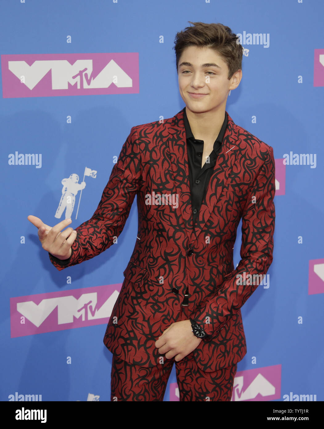 Aser Angelo arriva sul tappeto rosso al trentacinquesimo annuale degli MTV Video Music Awards al Radio City Music Hall di New York il 20 agosto 2018. Foto di Serena Xu-Ning/UPI Foto Stock