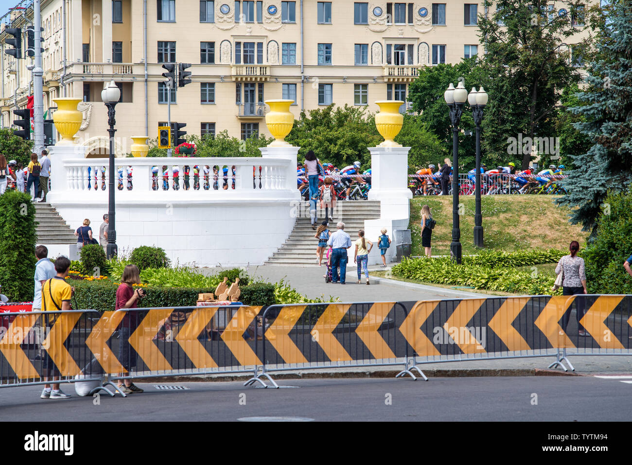 Minsk, Bielorussia - 23 Giugno 2019: Il ciclismo concorsi del 2019 2nd European Games a Minsk, uomini la gara su strada. Foto Stock