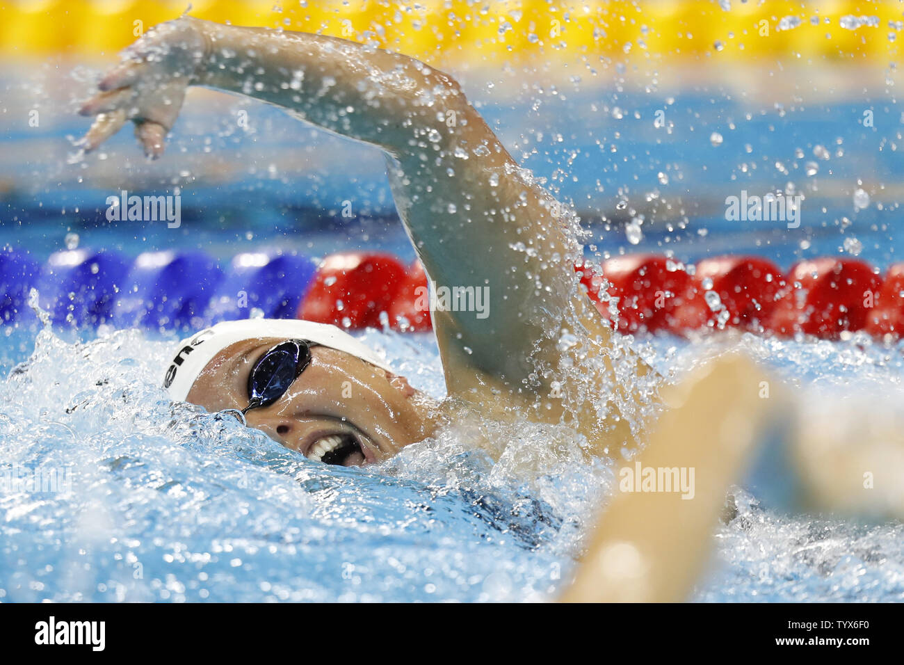 Corea Kim Seoyeong compete nella seconda il calore delle donne 200M singoli Medley all'Olympic Aquatics Stadium presso il Rio 2016 Olimpiadi di estate a Rio de Janeiro, Brasile, 8 agosto 2016. Seoyeong al primo posto con un tempo di 2:11.75. Foto di Matteo Healey/UPI Foto Stock