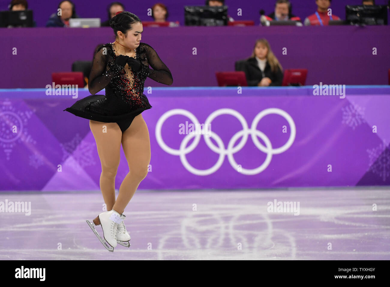 Karen Chen di gli Stati Uniti compete nel Signore di Pattinaggio di figura il pattinaggio gratuito finali all'Pyeongchang 2018 Olimpiadi invernali, in Gangneung Ice Arena in Gangneung, Corea del Sud, il 23 febbraio 2018. Foto di Richard Ellis/UPI Foto Stock