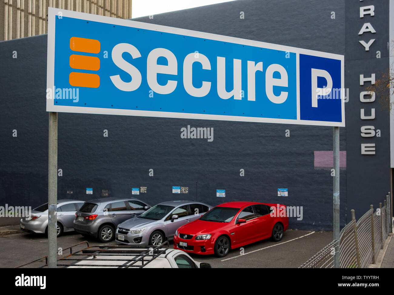 Parcheggio custodito nella parte interna della città, CBD di Hobart, Tasmania, la città capitale Foto Stock