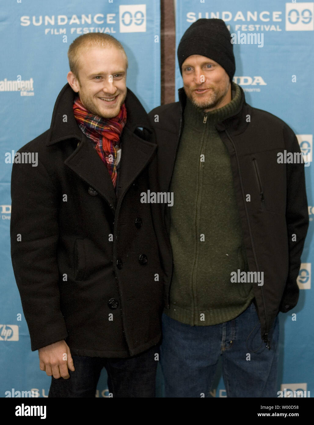 Ben Foster e Woody Harrelson assistere alla premiere di "Il Messaggero" al 2009 Sundance Film Festival di Park City, Utah il 19 gennaio 2009. Il festival celebra il venticinquesimo anniversario della sua fondazione. (UPI foto/Gary C. Caskey) Foto Stock