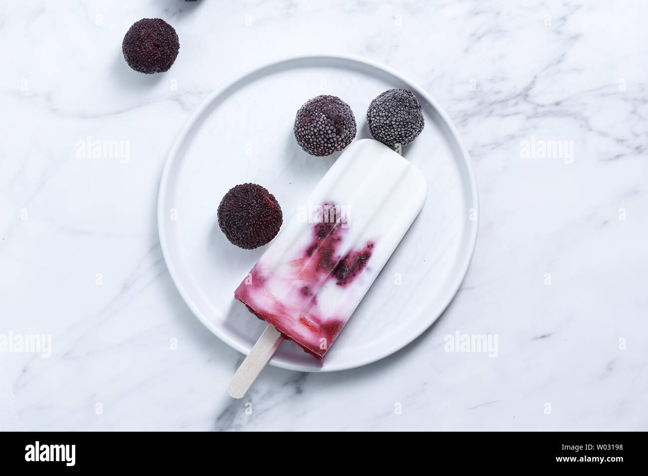 Yogurt fatti a mano, prugna prugna ghiaccioli Foto Stock