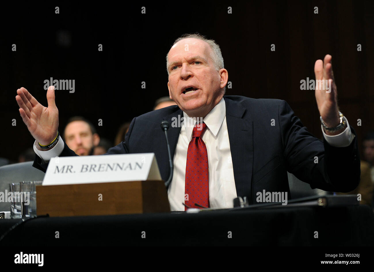 Il Direttore della CIA nominee John Brennan testimonia durante il suo senato i rapporti con l'estero conferma audizione in Washington, DC il 7 febbraio 2013. UPI/Kevin Dietsch Foto Stock