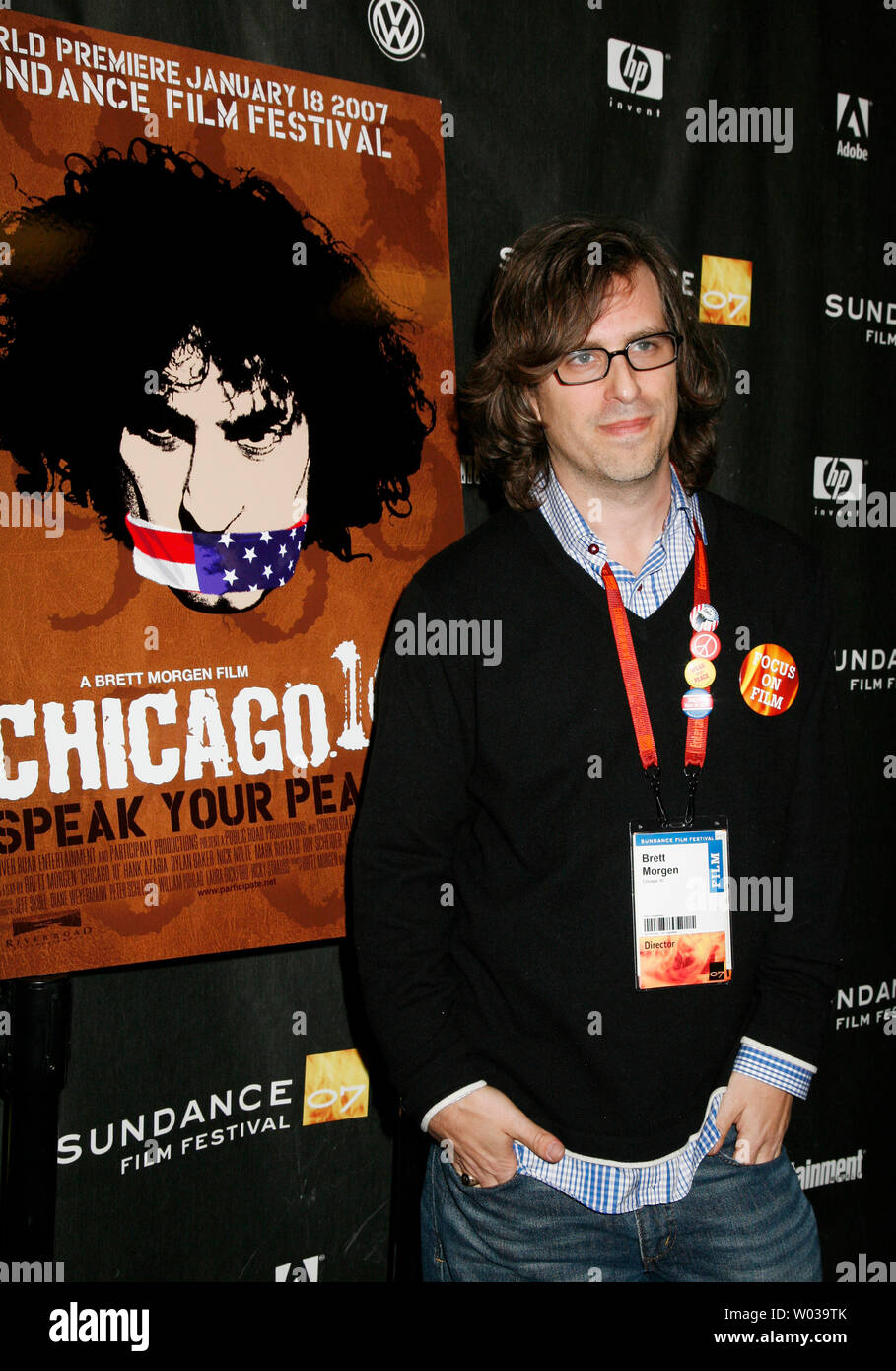 Direttore Brett Morgen arriva per la prima mondiale del suo film "Chicago 10' all'apertura del 2007 Sundance Film Festival presso il Teatro Eccles in Park City, Utah il 18 gennaio 2007. (UPI foto/David Silpa) Foto Stock