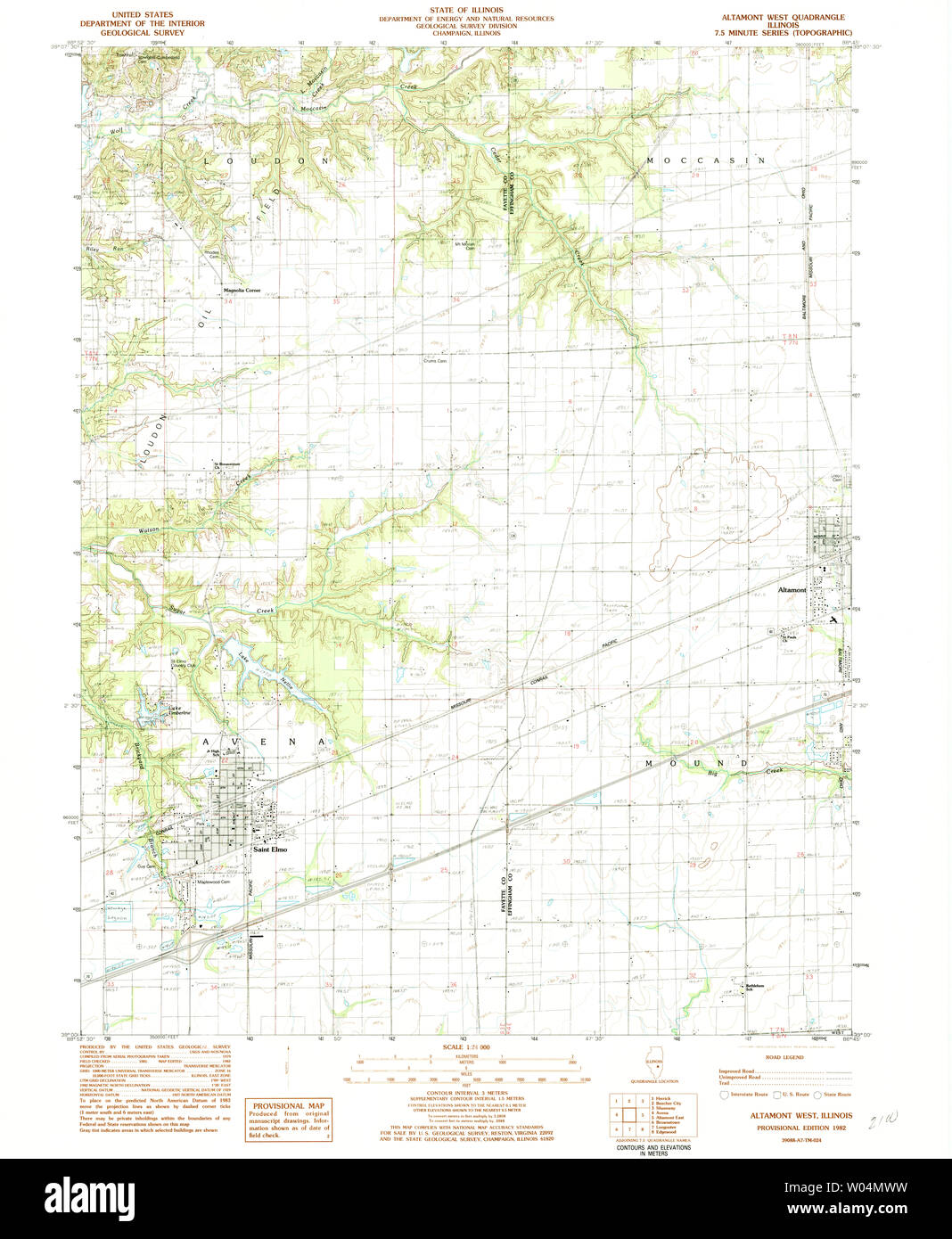 USGS TOPO Map Illinois il Altamont West 306889 1982 24000 Restauro Foto Stock