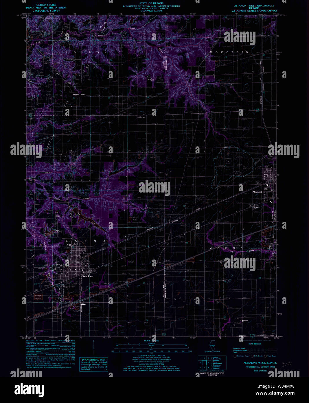 USGS TOPO Map Illinois il Altamont West 306889 1982 24000 Restauro invertito Foto Stock
