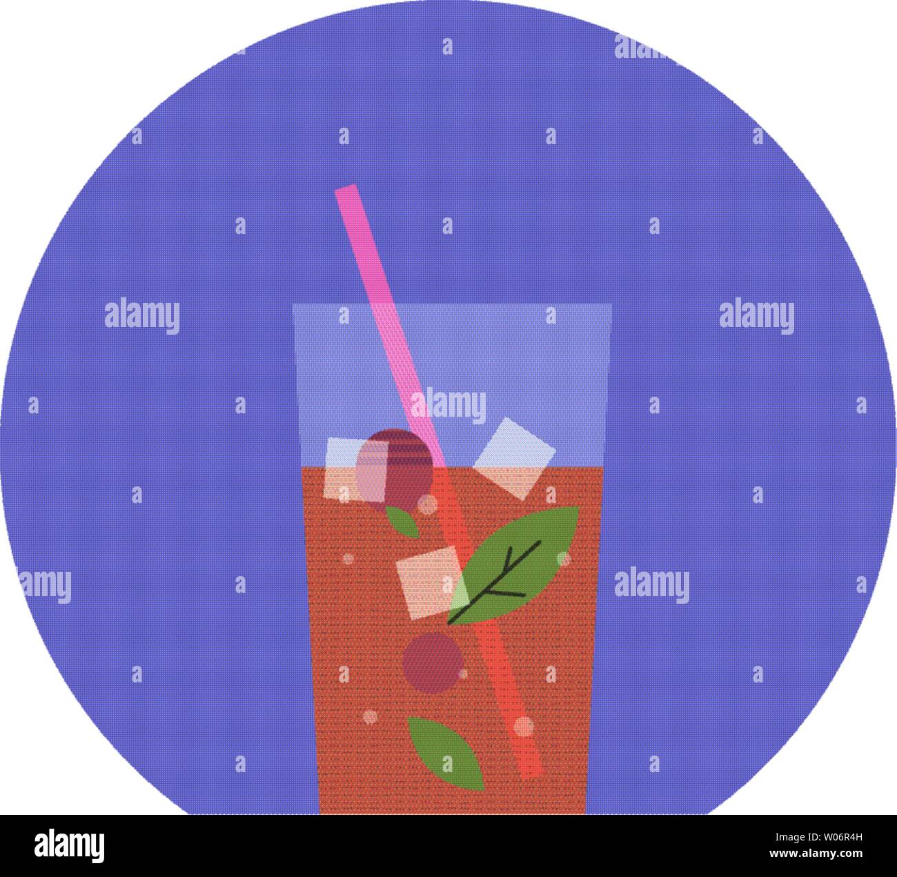 Illustrazione con bicchiere di bibita in design piatto stile. Illustrazione Vettoriale
