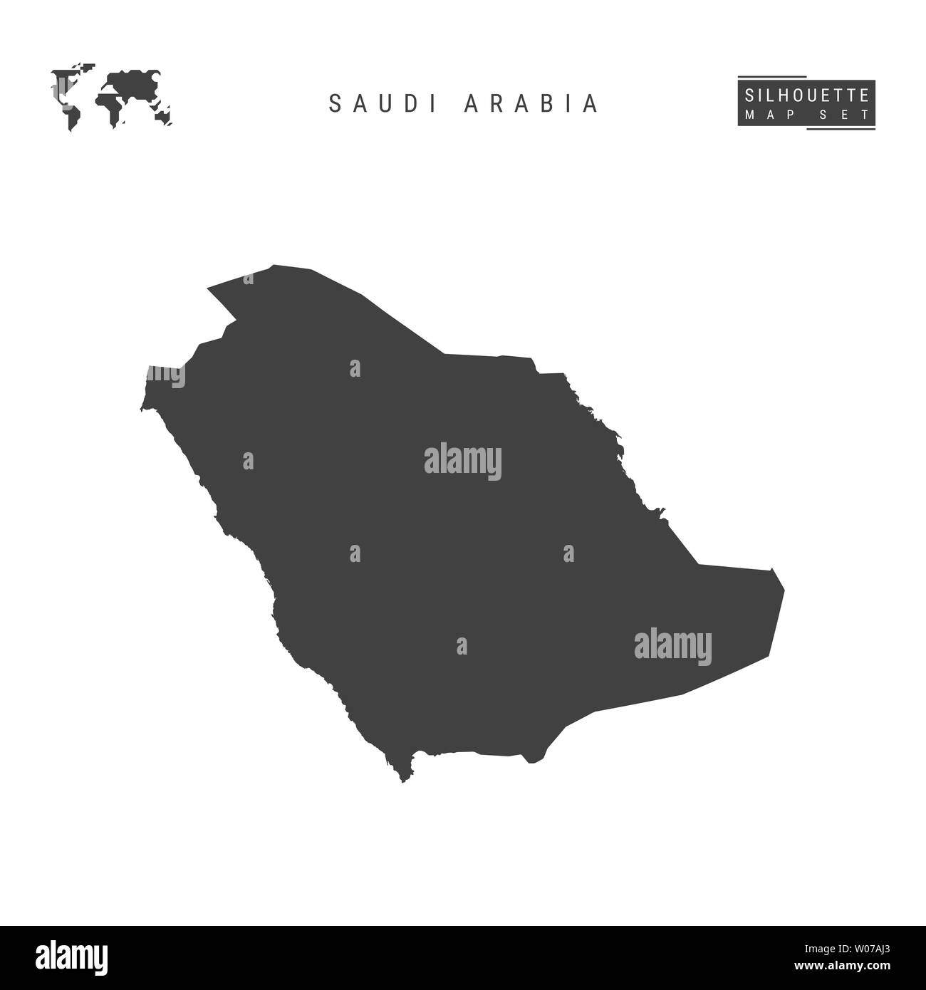 Arabia Saudita Mappa vuota isolata su sfondo bianco. High-Detailed silhouette nera Mappa di Arabia Saudita. Foto Stock