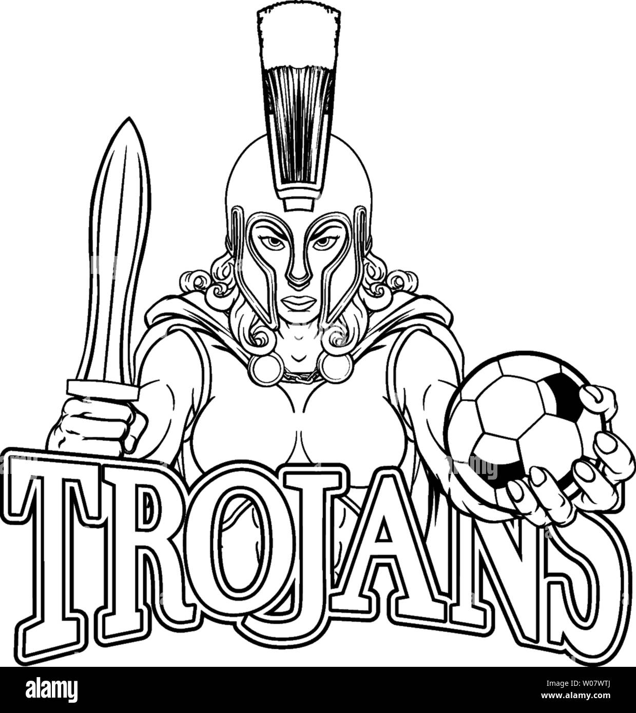 Spartan Trojan Gladiator calcio donna guerriero Illustrazione Vettoriale