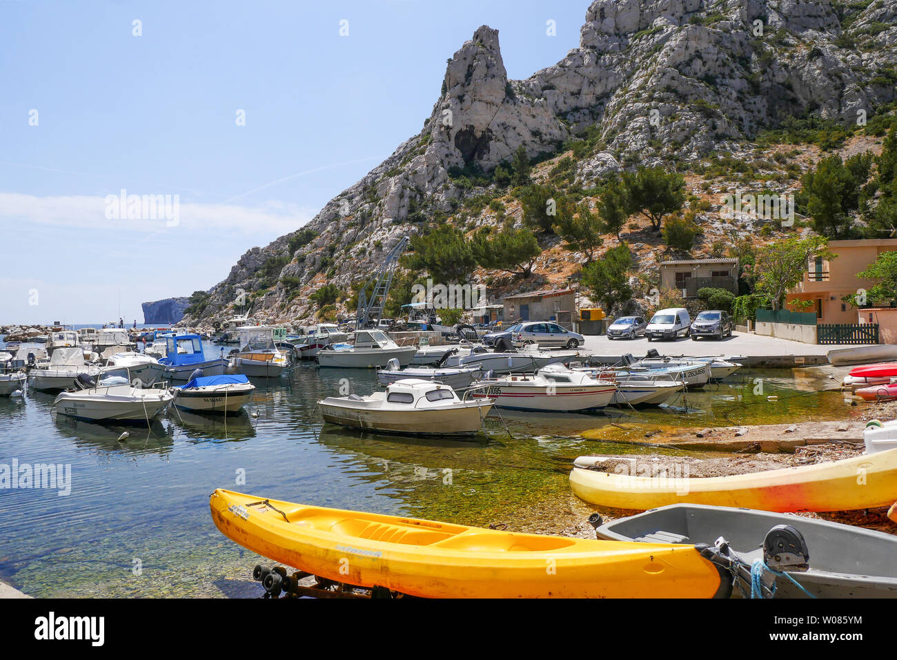 Morgiou porto, le calanche di Marsiglia, Bouches-du-Rhone, Francia Foto Stock