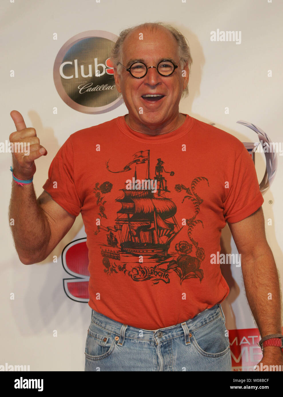 Jimmy Buffet assiste un Super Bowl XLI parte ha presentato da Cadillac nel sud parte spiaggia di Miami Beach il 3 febbraio 2007. Venus e Serena Williams ha ospitato l'evento e Jimmy Buffet ha eseguito in prima assoluta il suo nuovo video Gettin 'Foto'. (UPI foto/Susan Knowles) Foto Stock