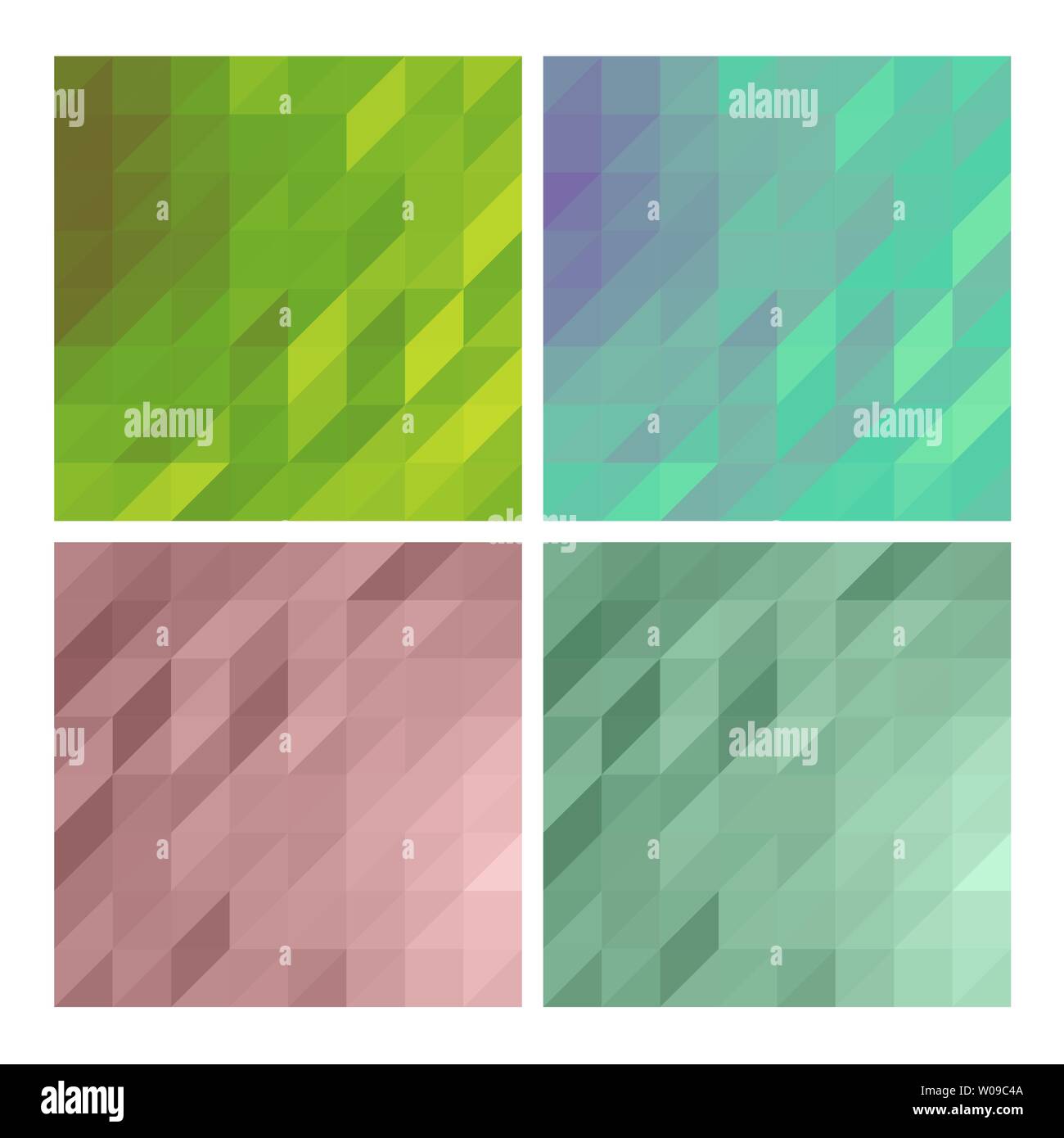 Bassa poli set di sfondi sfondi poligonale raccolta di color pastello progetta copia schede di spazio in verde e rosa colori pastello Illustrazione Vettoriale