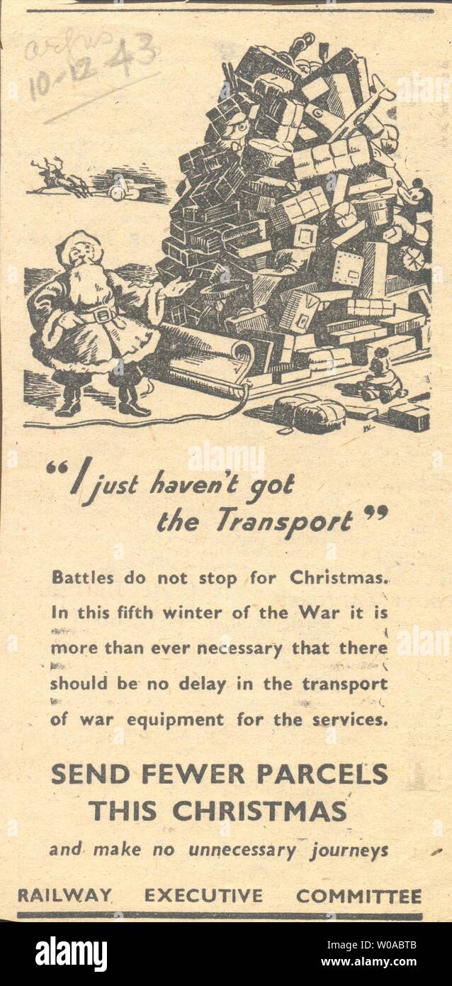 Premere il taglio in materia di tempo di guerra dei problemi di trasporto 1943 Foto Stock