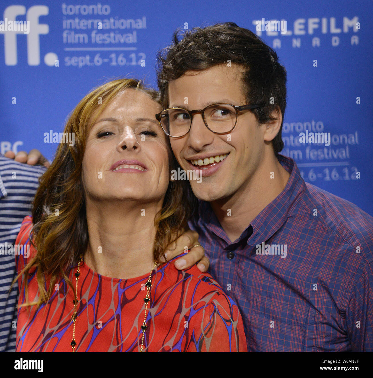 Molly Shannon e Andy Samberg frequentare un photocall per 'Hotel Transilvania' al Lightbox durante il Toronto International Film Festival di Toronto in Canada il 8 settembre 2012. UPI/Christine masticare Foto Stock