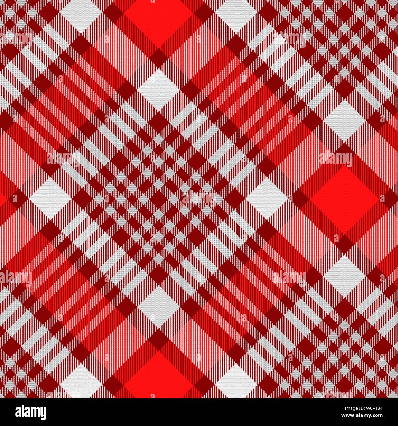 Modello di tartan rosso e bianco . Texture per plaid, tovaglie, abiti, camicie, abiti, carta, biancheria da letto, coperte, piumini e altri prodotti tessili Illustrazione Vettoriale