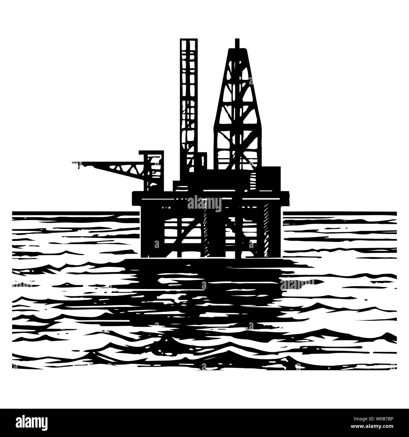 Le piattaforme petrolifere schizzo Illustrazione Vettoriale