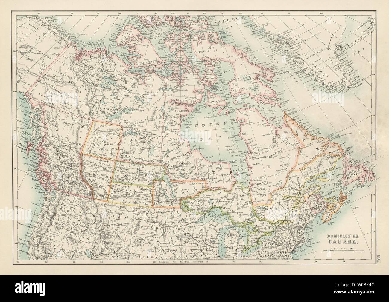 Dominio del Canada. Assiniboia Athabasca. Bartolomeo 1898 antica mappa Foto Stock