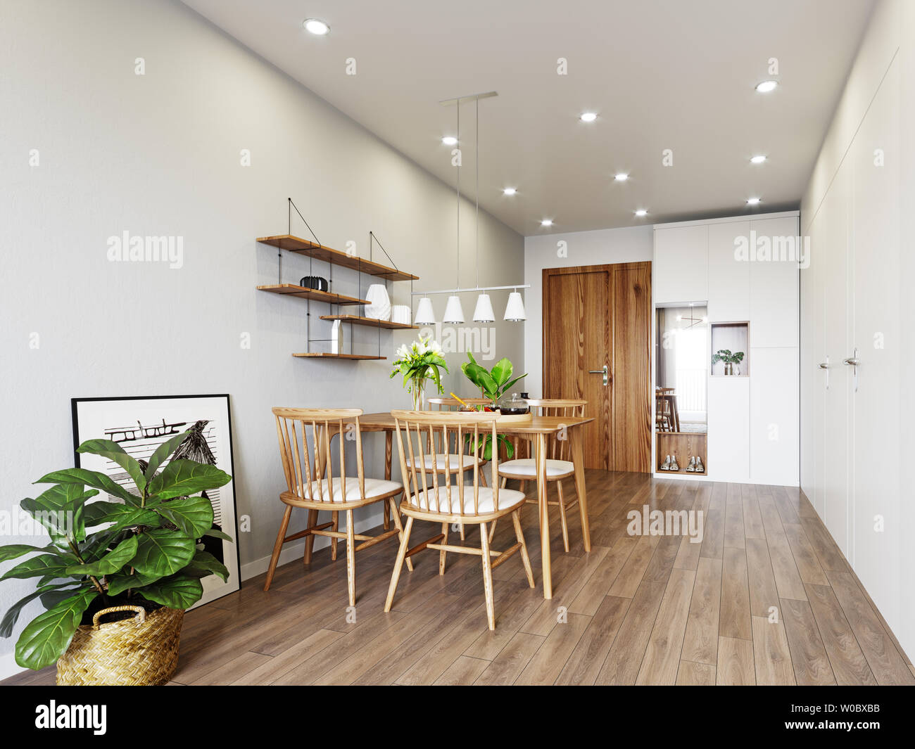 Appartamento moderno design interno. 3D rendering concept Foto Stock
