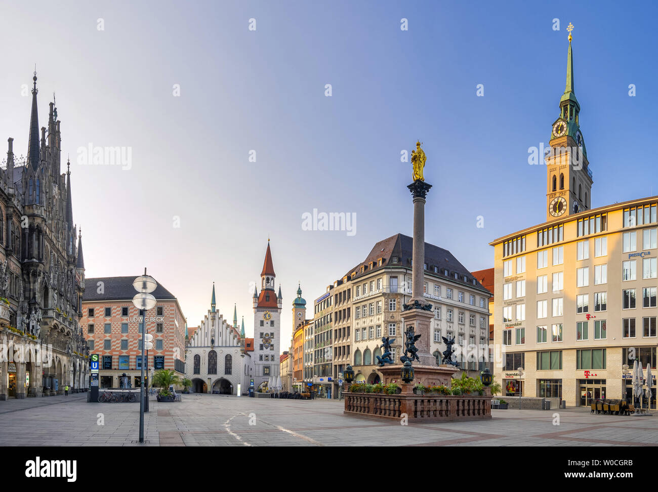 Marienplatz a Monaco di Baviera, Germania Foto Stock