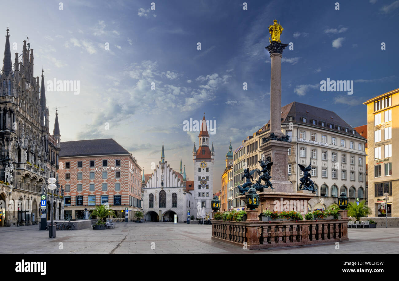 Marienplatz a Monaco di Baviera, Germania Foto Stock