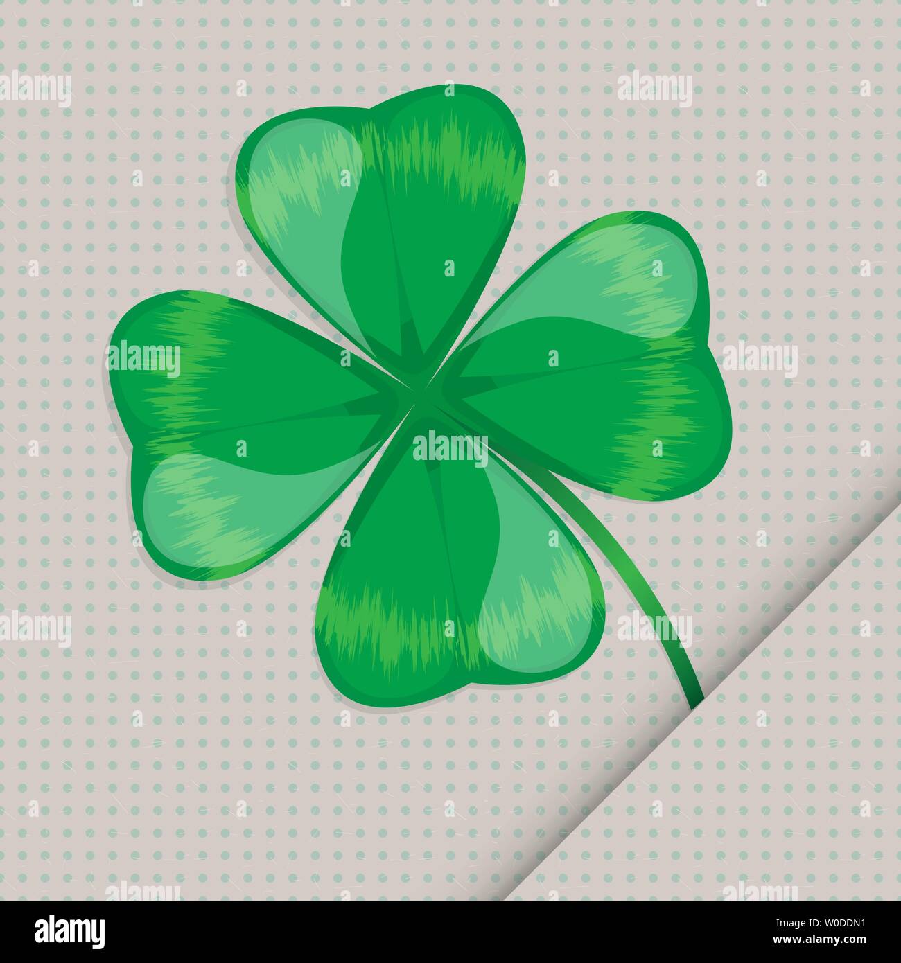 Lucky Clover Leaf su seamless tratteggiata sullo sfondo della carta Illustrazione Vettoriale