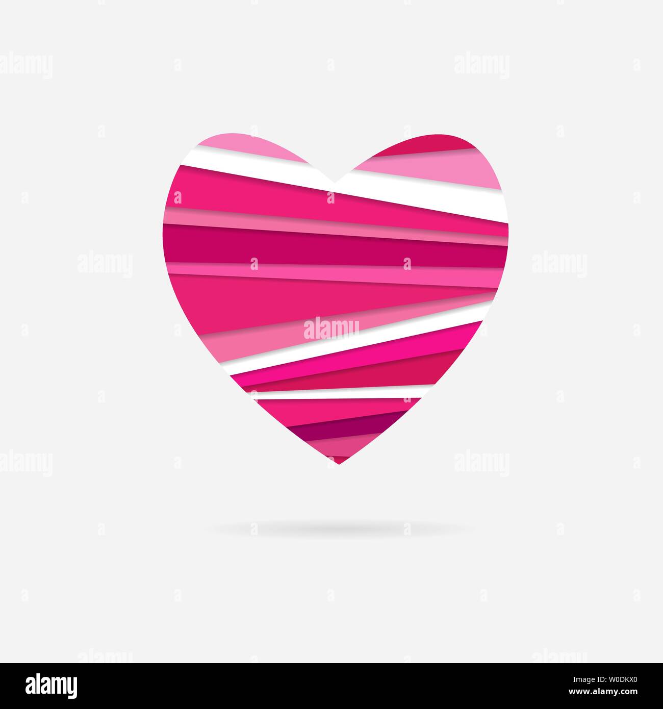 Stilizzata di strisce di carta il simbolo del cuore di vettore per la progettazione Illustrazione Vettoriale