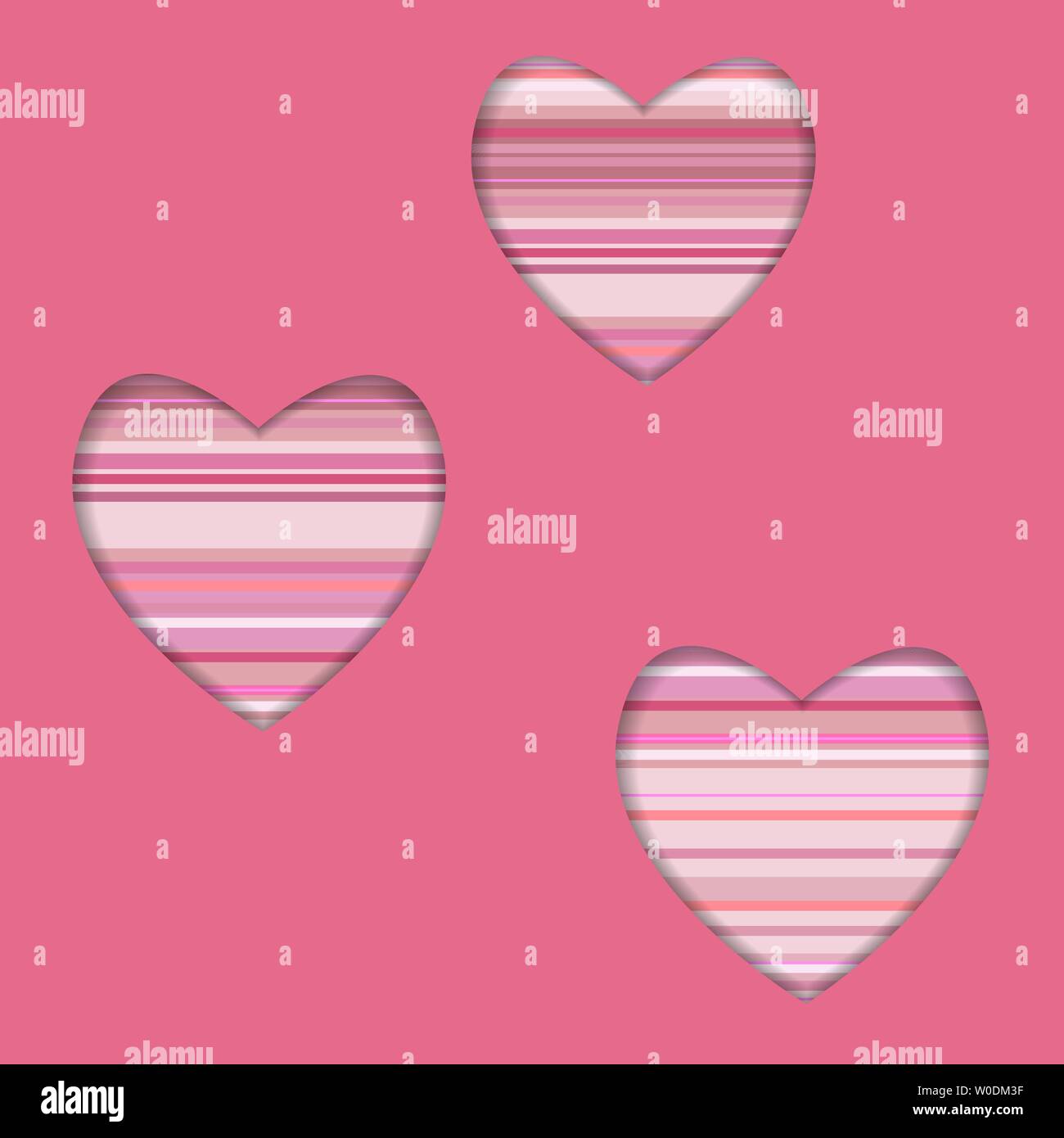 Modello di scheda con cuori tagliato nella carta di sfondo vettoriale Illustrazione Vettoriale