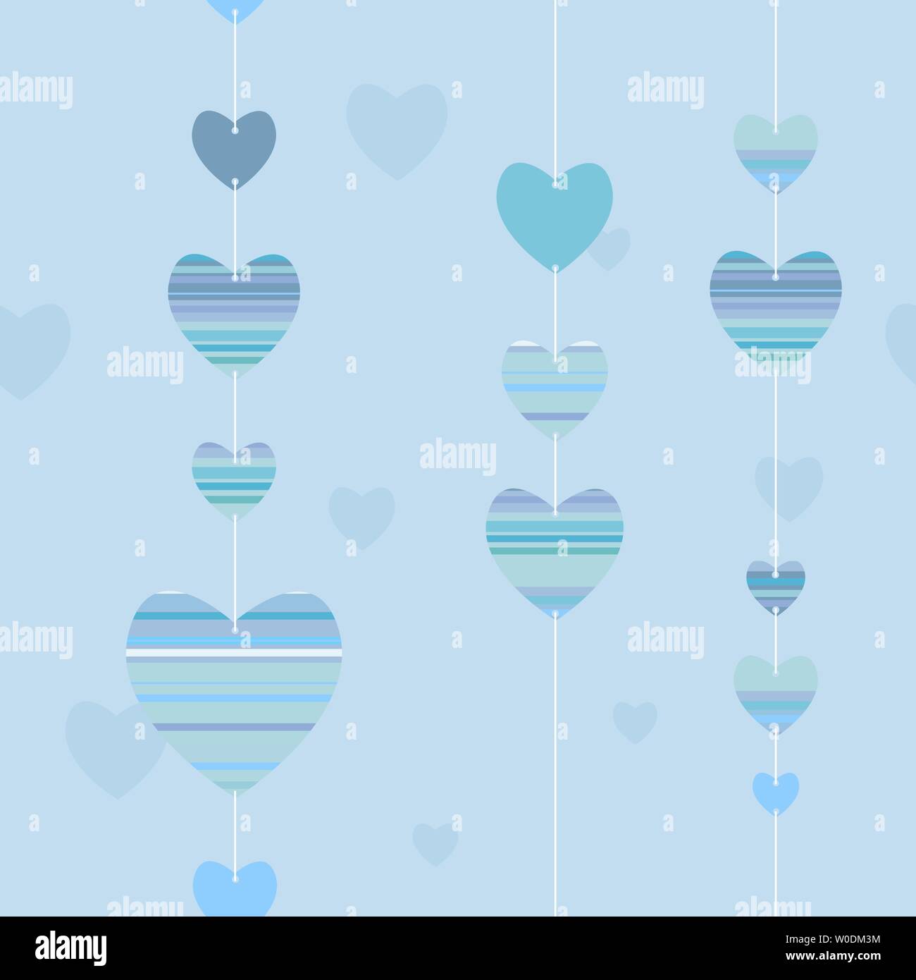 Modello senza soluzione di continuità con una ghirlanda di strisce di cuori sfondo vettoriale Illustrazione Vettoriale