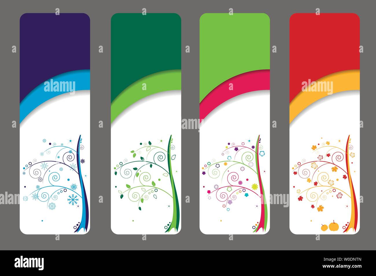 Quattro coloratissimi modelli di vettore con le stagioni Illustrazione Vettoriale